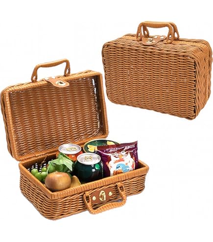 Rattan House Shaped Basket With Lid With Folding Handle For Picnics, Easter, Organizing, Storage | PH