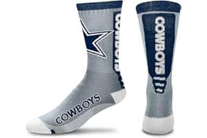 FOR BARE FEET FBF - NFL Adult Team Logo Cool Grey Jump Key Crew Dress Socks Footwear For Men And Women Game Day Apparel - Size Large 10-13