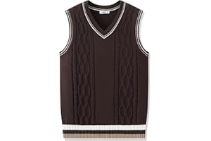 JSTEX Boys Sweater Vest 100% Cotton Kids Uniform Vest Girls V-Neck Sleeveless Knit Pullover for Size 4-14