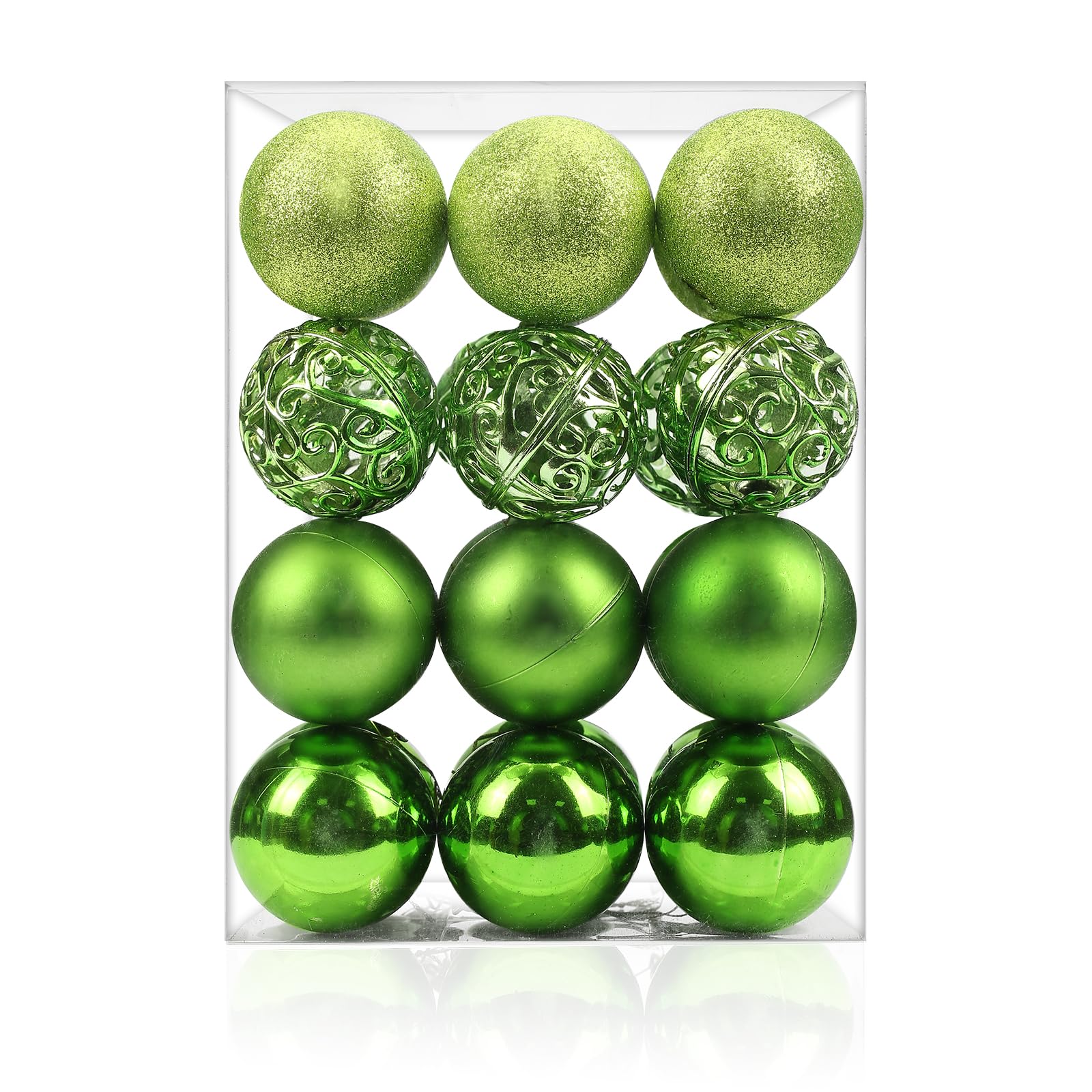 Photo 1 of AMS 2.36''/60mm 24ct Christmas Balls Tree Pendants Shatterproof Ornaments Seasonal Decorations for Tree Decor,Holiday,Xmas(Green)