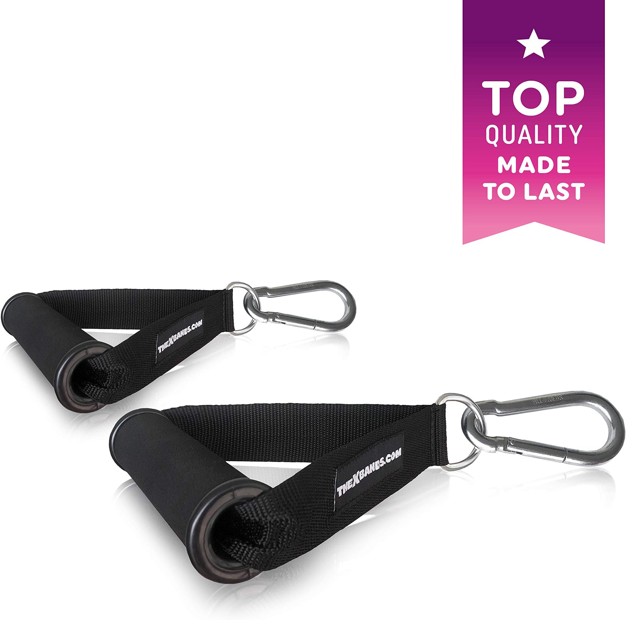 The x Bands Exercise Handles by Set or 2 Foam Grip Pull Handlebar Attachments for Cable Machines and Fitness Equipment - Perfect for Resistance Bands, Crossfit, Bodybuilding, Home and Gym Workout