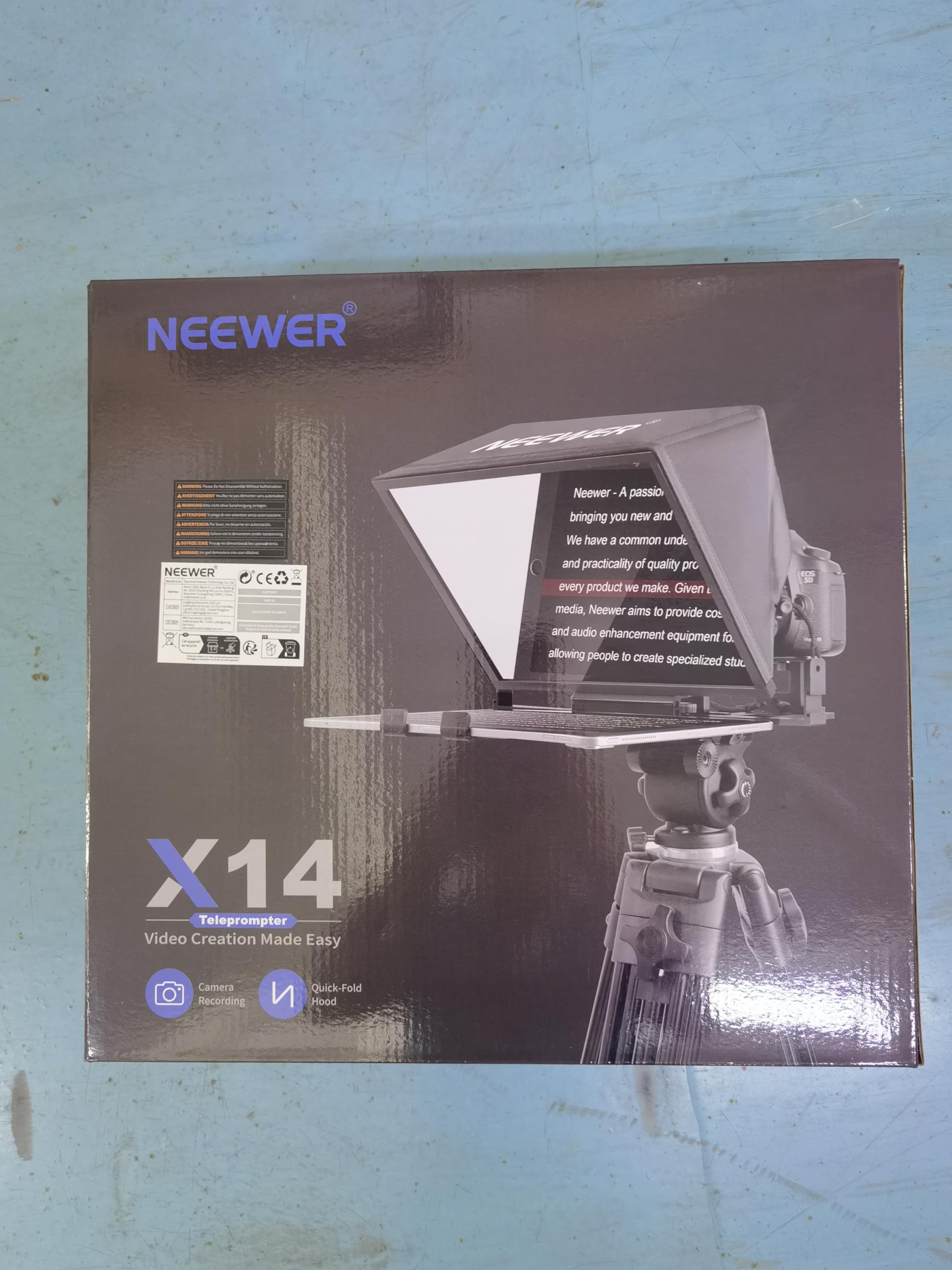 NEEWER Teleprompter X14 with RT-110 Remote & APP Control (Bluetooth Connection via NEEWER Teleprompter App), Portable No Assembly Compatible with iPad Android Tablet, Smartphone, DSLR Camera
