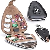 XTON Guitar Picks Holder for Acoustic Electric Guitar, Variety Pack Picks Storage Pouch Box, PU leather Plectrums Bag with Lanyard, Gift for Guitar Players ( Case Only )
