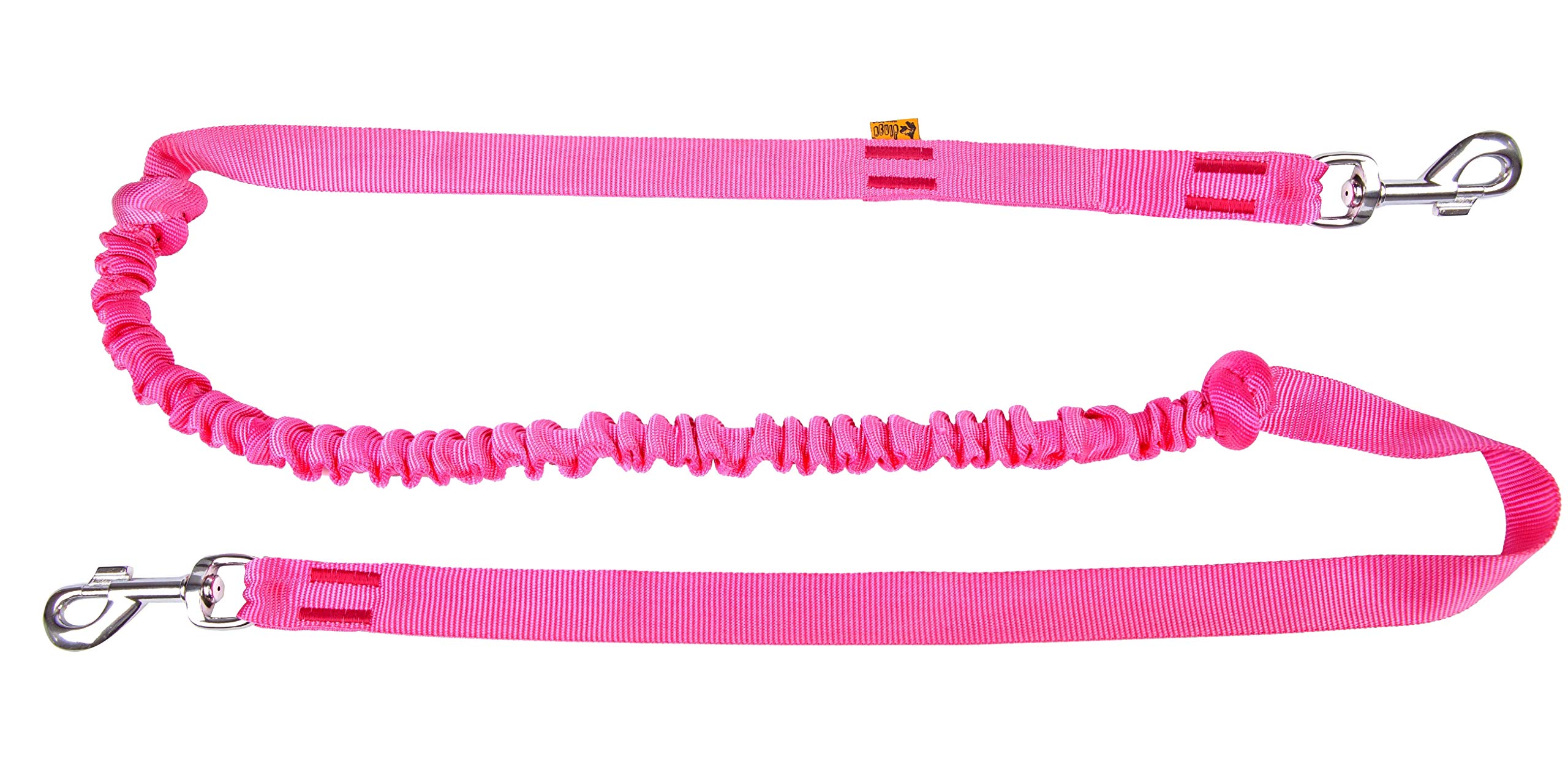 DINGO Canicross Lead with Shock Absorber, 2 Hooks, Lightweight, Pull Absorption, Attachable Leash for Running, Sports, Jogging, Training, Polyamide, Handmade, Pink (14697-2)