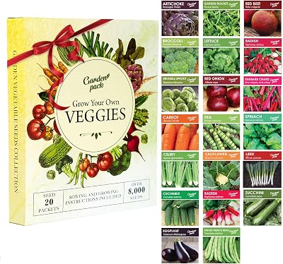 Garden Pack Grow Your Own Vegetable Seeds 20 Packets High Yield Heirloom Seeds