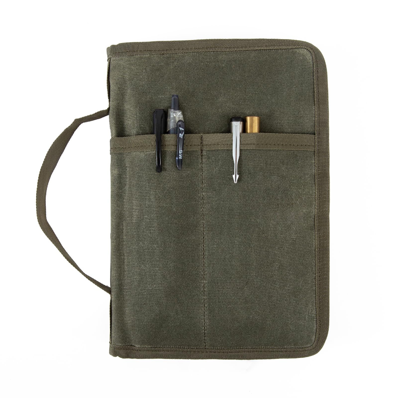 Notebook Cover- Used For Field Notes Notebooks, Pocket Notebook 5" x 8", Diary Cover With Zipper Pen Holder,Cover Waxed Canvas (Army Green, 5" x 8")