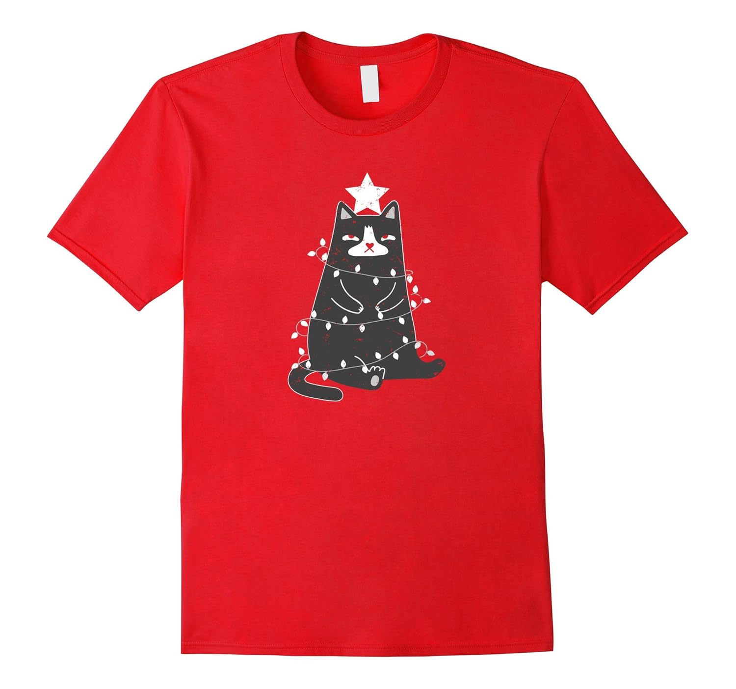 Cat Lover Tees: Merry Meowy Christmas Tree Cat Holiday Shirt-ANZ