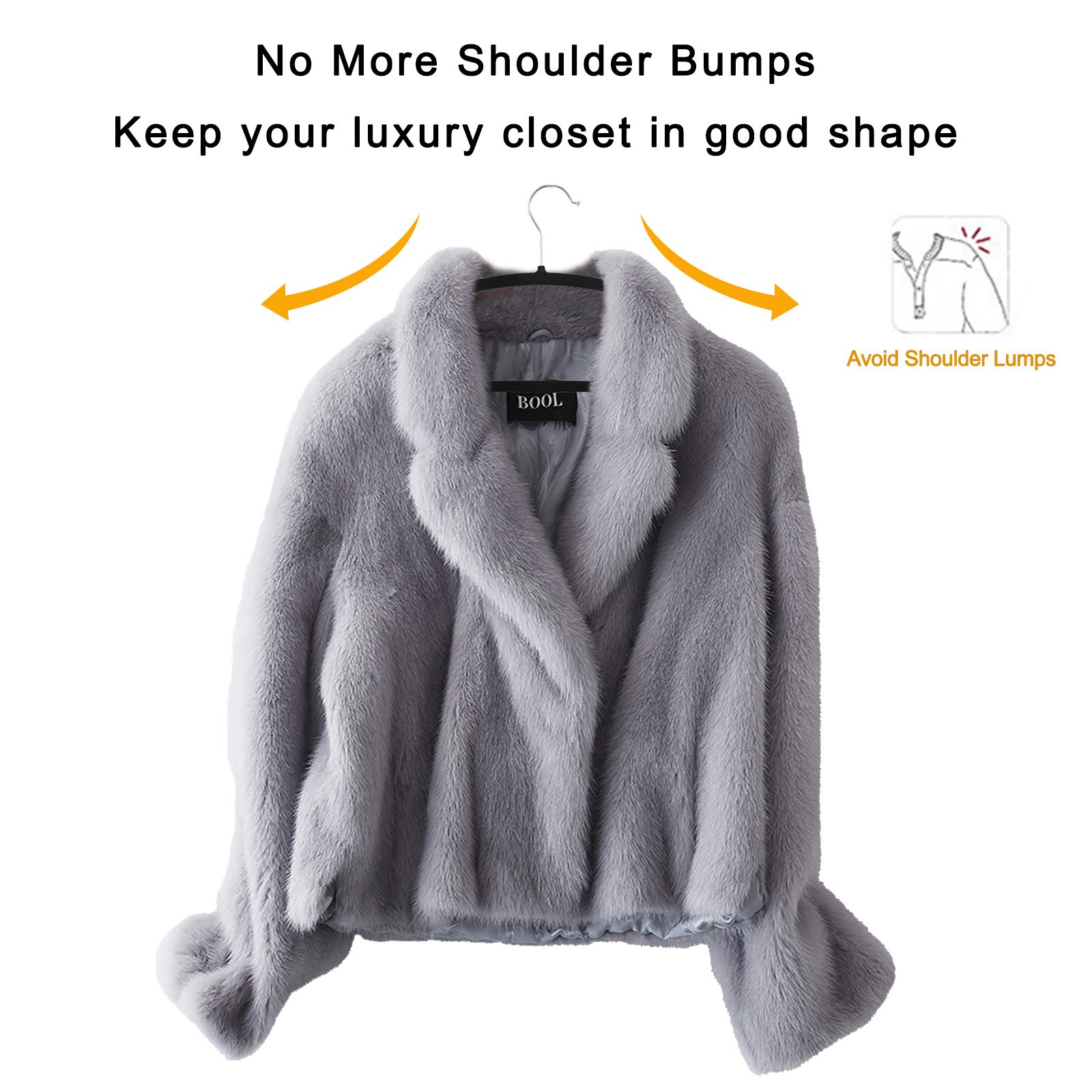 Voilamart Velvet Hangers Pack of 50 No Shoulder Bumps Suit Hangers with Chrome Hooks, Non Slip Space Saving Clothes Hangers Heavy Duty Rounded Hangers for Sweaters, Coat, Pants, Shirts, Dresses