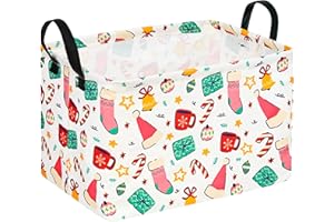 ACMUUNI Christmas Gift Basket Shelf Toys Storage Bin for Kids, Rectangle Storage Box Laundry Hamper with Handles