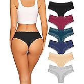 Sth Big Womens Cotton Underwear Sexy Lace Brazilian Panties Soft Breathable Cotton Bikini for Ladies 6 Pack