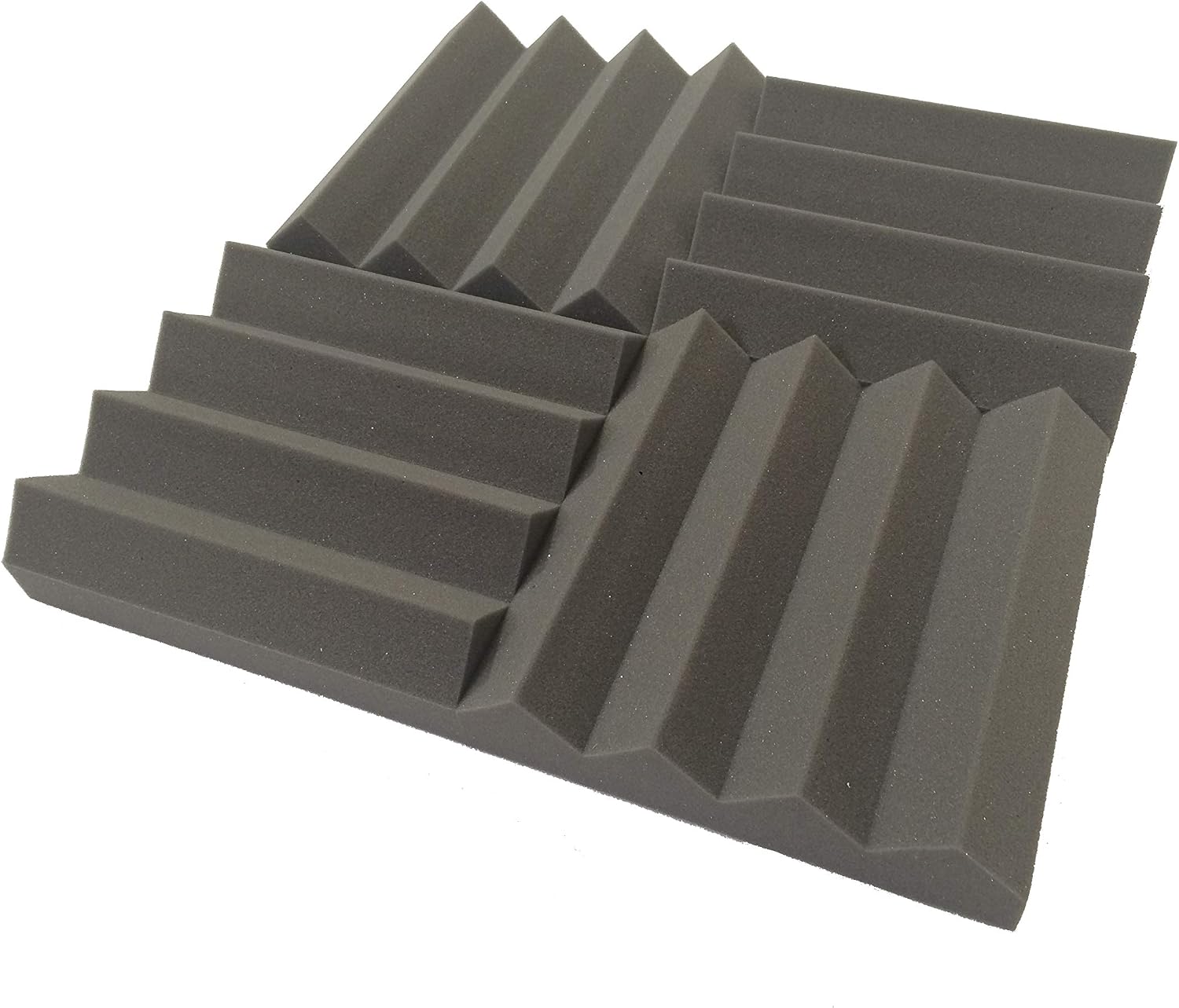 Advanced Acoustics Premium 12" (305mm) Wedge PRO Acoustic Treatment Studio Foam 24 Tile Pack 0.95 NRC, Grey, 12" x 12" (305mm x 305mm)
