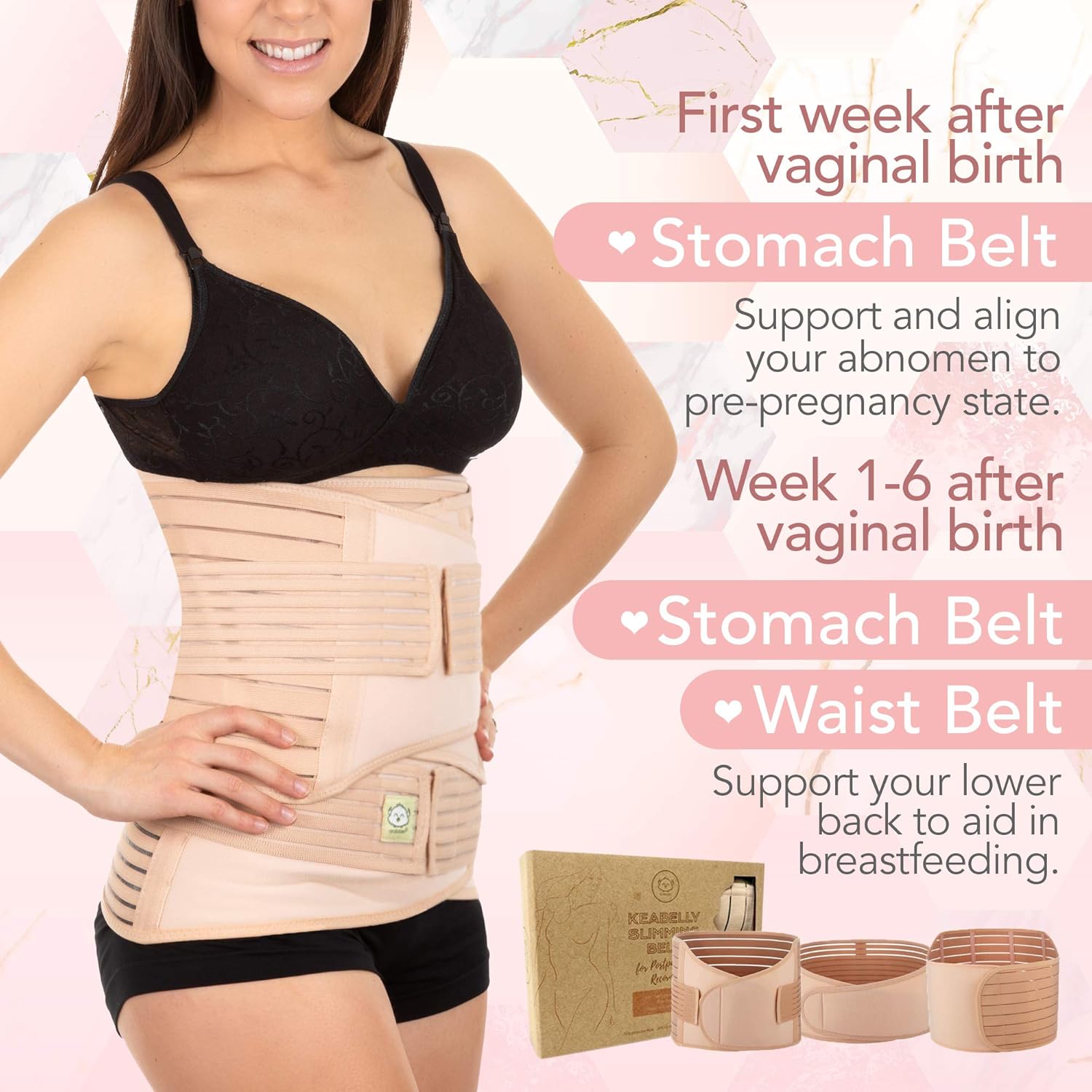3 in 1 Postpartum Belly Support Recovery Wrap - Belly Band For Postnatal, Pregnancy, Maternity - Girdles For Women Body Shaper - Tummy Bandit Waist Shapewear Belt: Health & Personal Care