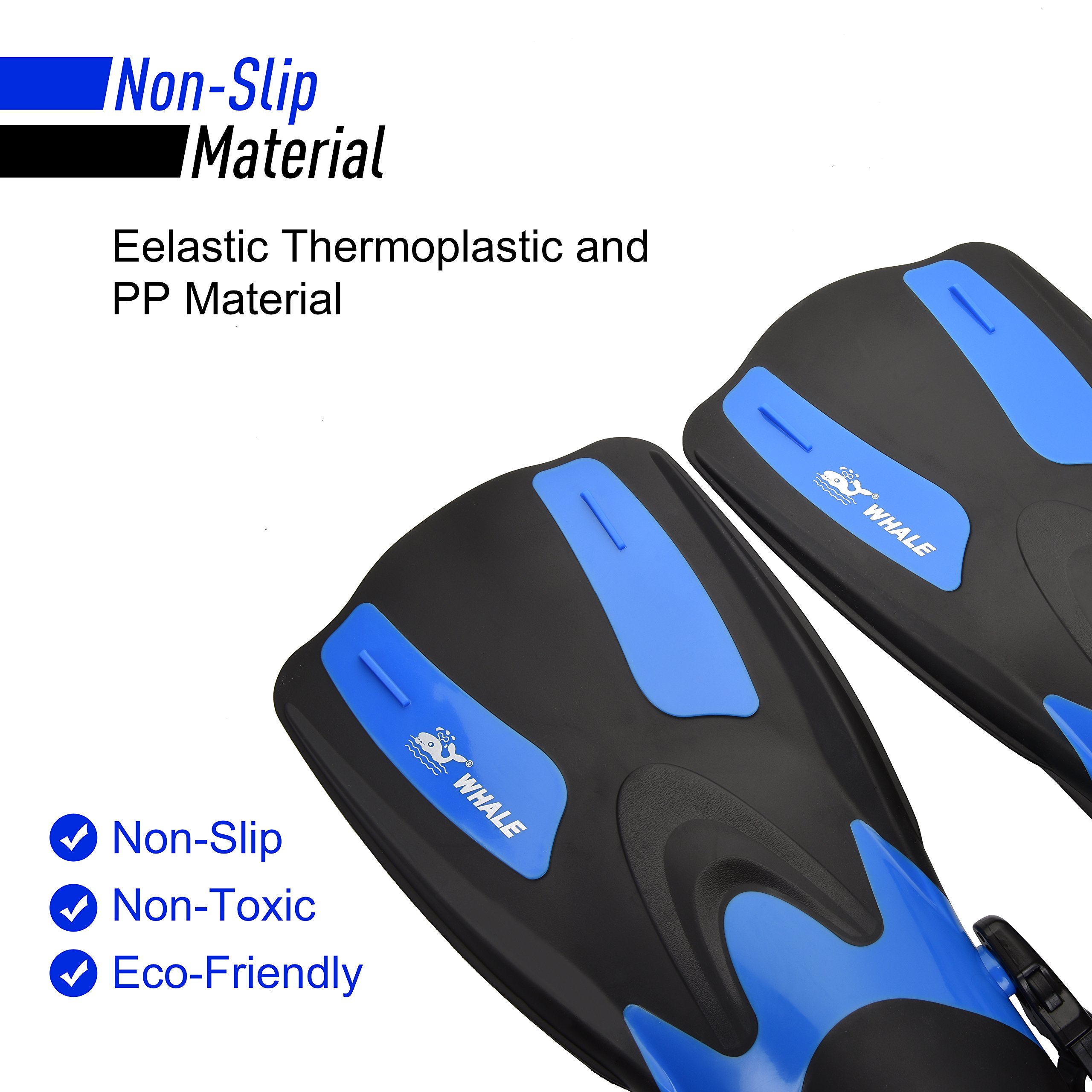 Whale Dive Mask Fin Size Adjustable Snorkel Set New Brand with Snorkeling Gear Bag for Both Men & Women Diving Gear