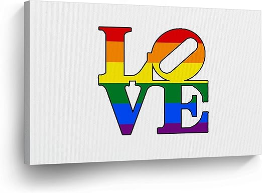 Amazon Com Lgbt Love Canvas Print Rainbow Colors Gay Lesbian Wall Art Decorative Decor Artwork Wrapped Stretcher Bars Ready To Hang 100 Handmade In The Usa Ca 8x12 Posters Prints