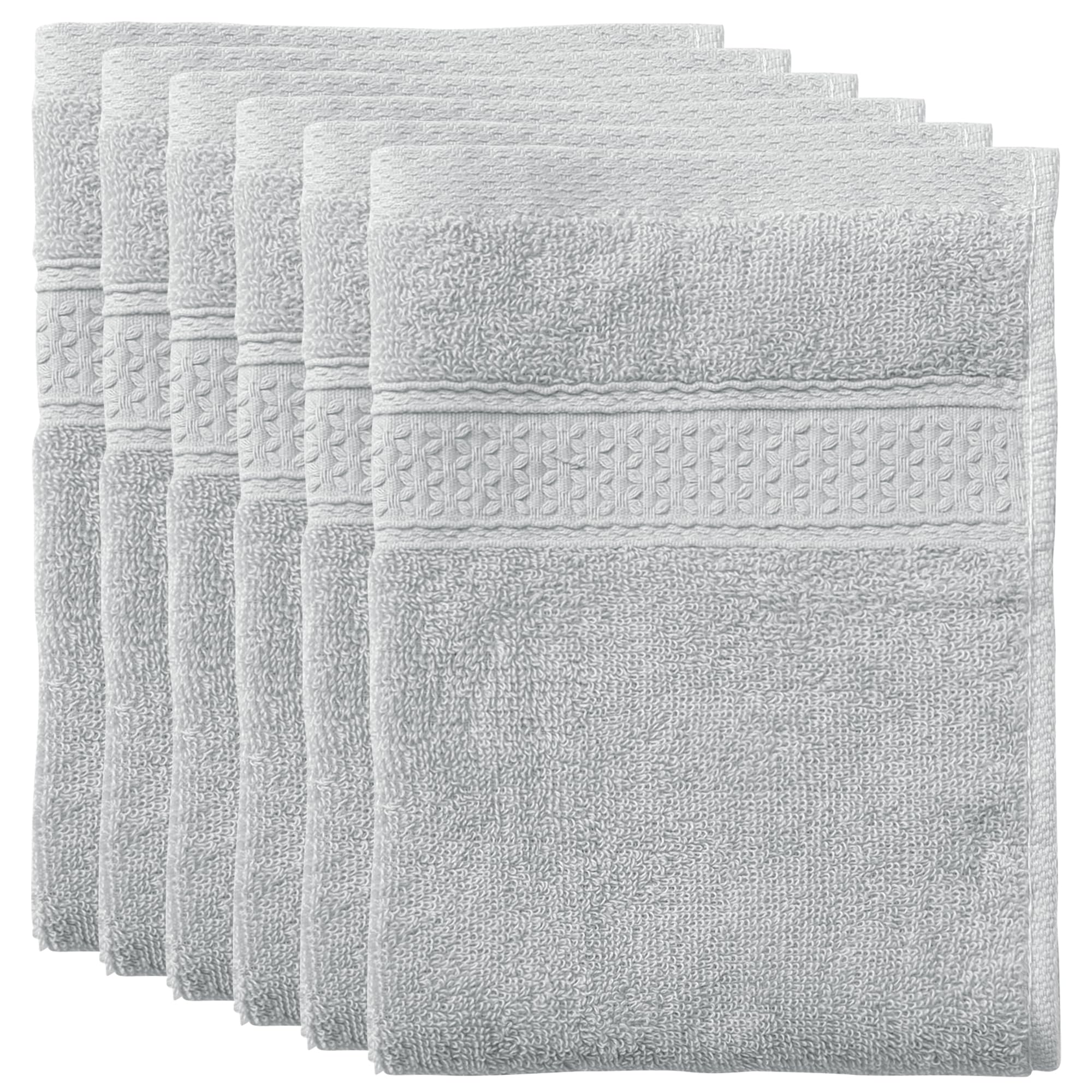 Uxcell Cotton Dish Clothes, Thick and Absorbent Kitchen Towels, Plain Towels, 33cm x 33cm Light Gray Pack of 6