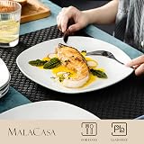 MALACASA 6-Piece Square Porcelain Dinner Plates Set 9.7" Elisa White view 3