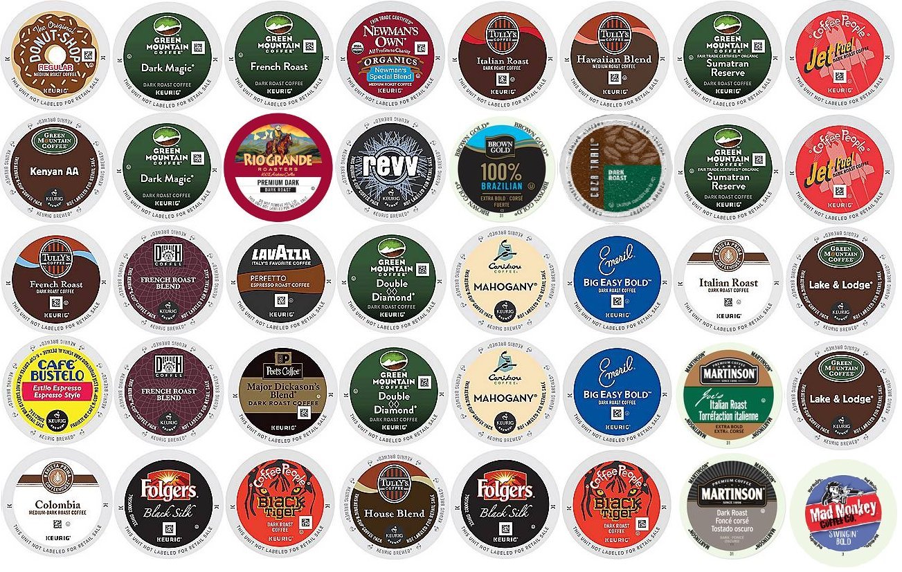 40 Count K Cup 2.0 Variety Sampler Pack - 40 Dark and / or BOLD K Cups for 2.0 and 1.0 Brewers - Green Mountain, Folgers, Martinson, Peet's, Lavazza, Cafe Bustello, Coffee People