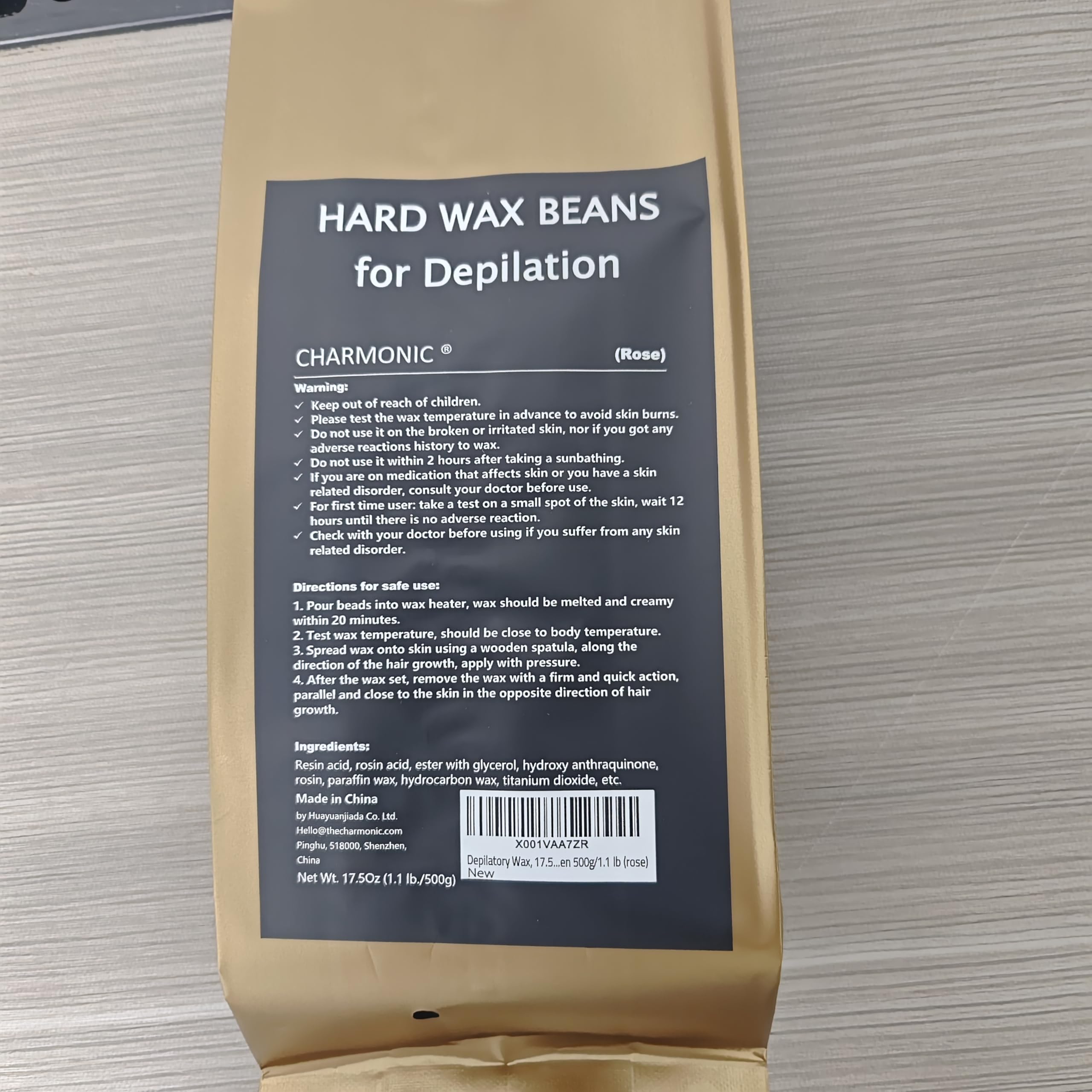 Depilatory Wax, 17.5 Oz Hard Body Wax Beans for Women Men, Hair Removal European Beads 500g/1.1 lb (rose)