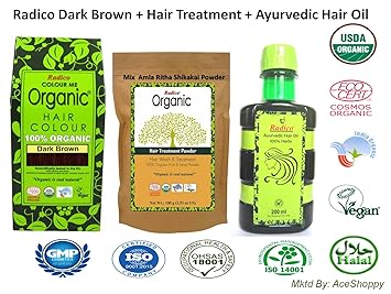 Buy Radico 100 Organic Dark Brown With Hair Treatment Ayurvedic