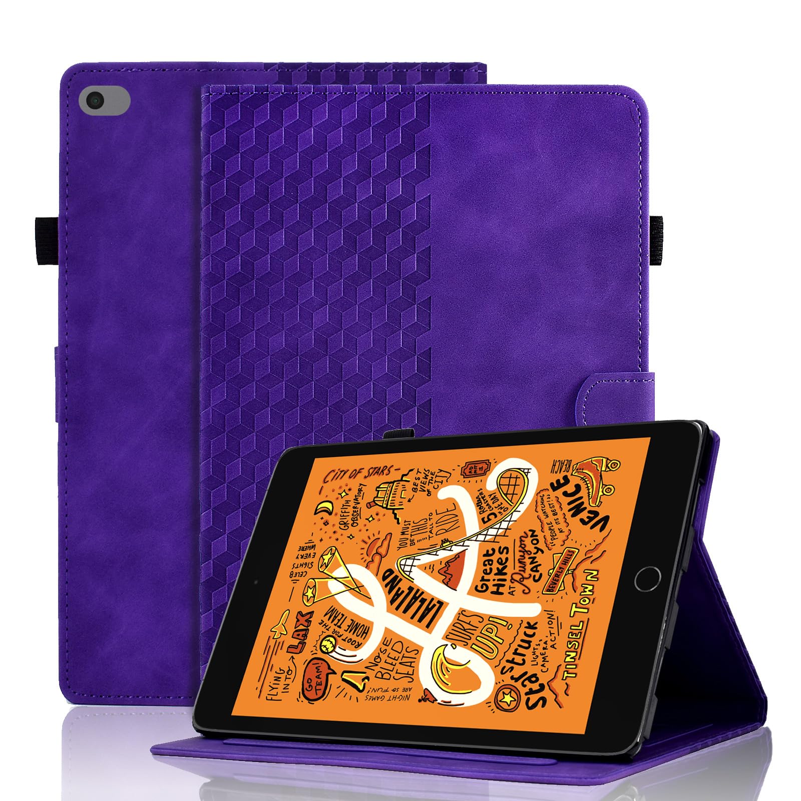 Vkooer Case for iPad MINI 5th Generation 2019 7.9 inch - iPad MINI 4/3/2/1 PU Leather Folio Flip Cover Smart Shell with Auto Sleep/Wake Multi Angle Viewing Stand, Purple