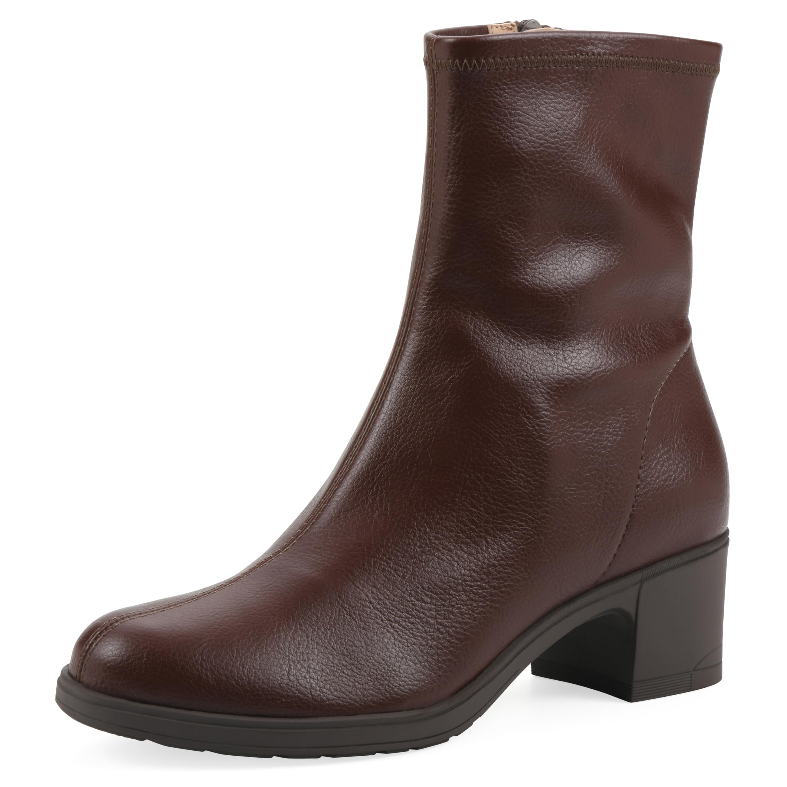 Cliffs by White Mountain Women’s Huda Cushioned Block Heel Bootie, Brown/Smooth, 10 M