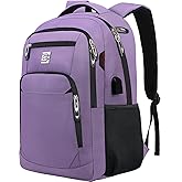 Laptop Backpack,Business Travel Anti Theft Slim Durable Laptops Backpack with USB Charging Port,Water Resistant College Computer Bag for Women & Men Fits 15.6 Inch Laptop and Notebook-Purple