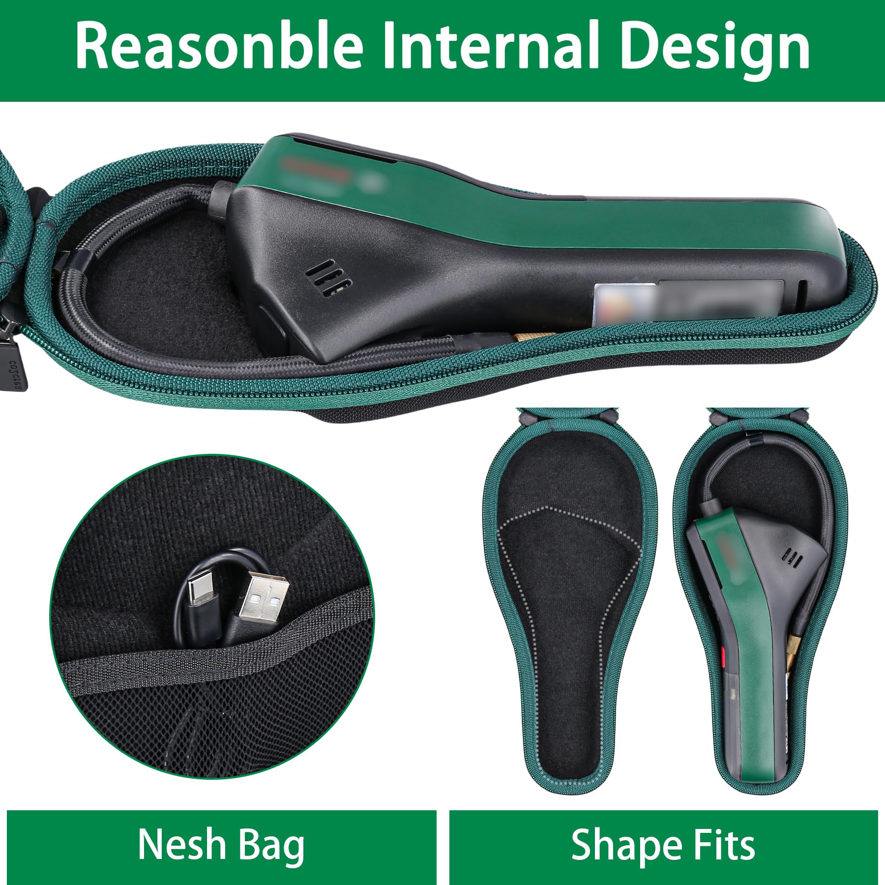 co2CREA Harte Tasche für Bosch Fahrradpumpe Luftpumpe Mini Kompressor EasyPump, Nur hülle(Schwarz) 4
