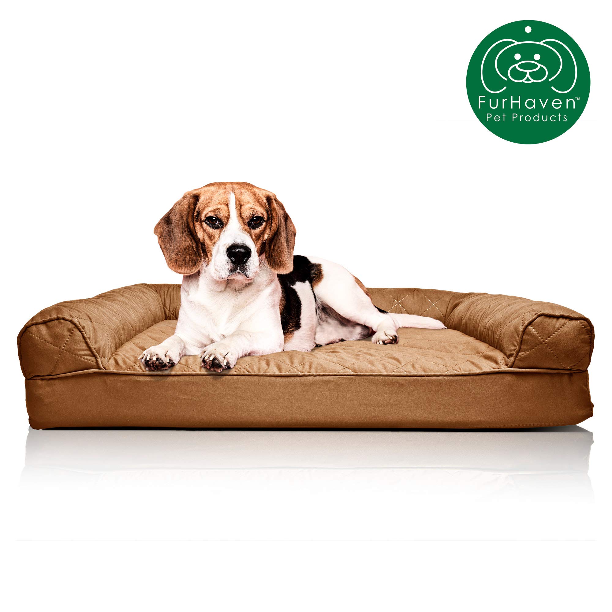 Furhaven Pet Dog Bed | Orthopedic Sofa-Style Traditional Living Room Couch Pet Bed w/ Removable Cover for Dogs & Cats - Available in Multiple Colors & Styles