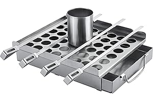 BBQ-AID 5-in-1 Smoker and Jalapeno Rack - Smoker Box with Skewers and Beer Can - Easily Make Your Favorite Jalapenos and Smoked Meats!