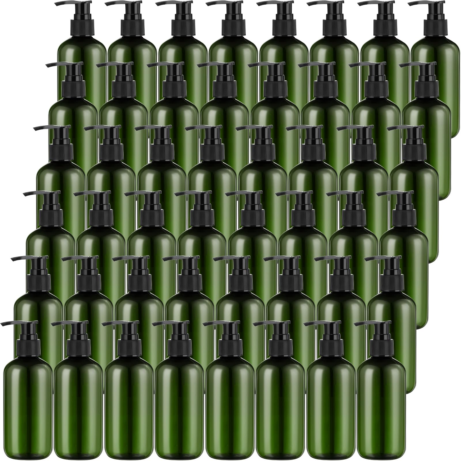 Photo 1 of 48 Pcs Pump Bottle Lotion Dispenser Refillable Shampoo Conditioner Hand Soap Dispenser Plastic Empty 8oz/250ml Clear Reusable Body Wash Container Bulk (Green, Black)