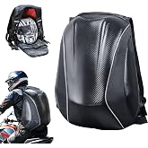 MZS Motorcycle Backpack, 48L Expandable Hard Shell Helmet Backpack for Men Women, Waterproof Motorbike Travel Back Pack Reflective Riding Storage Bag Accessories