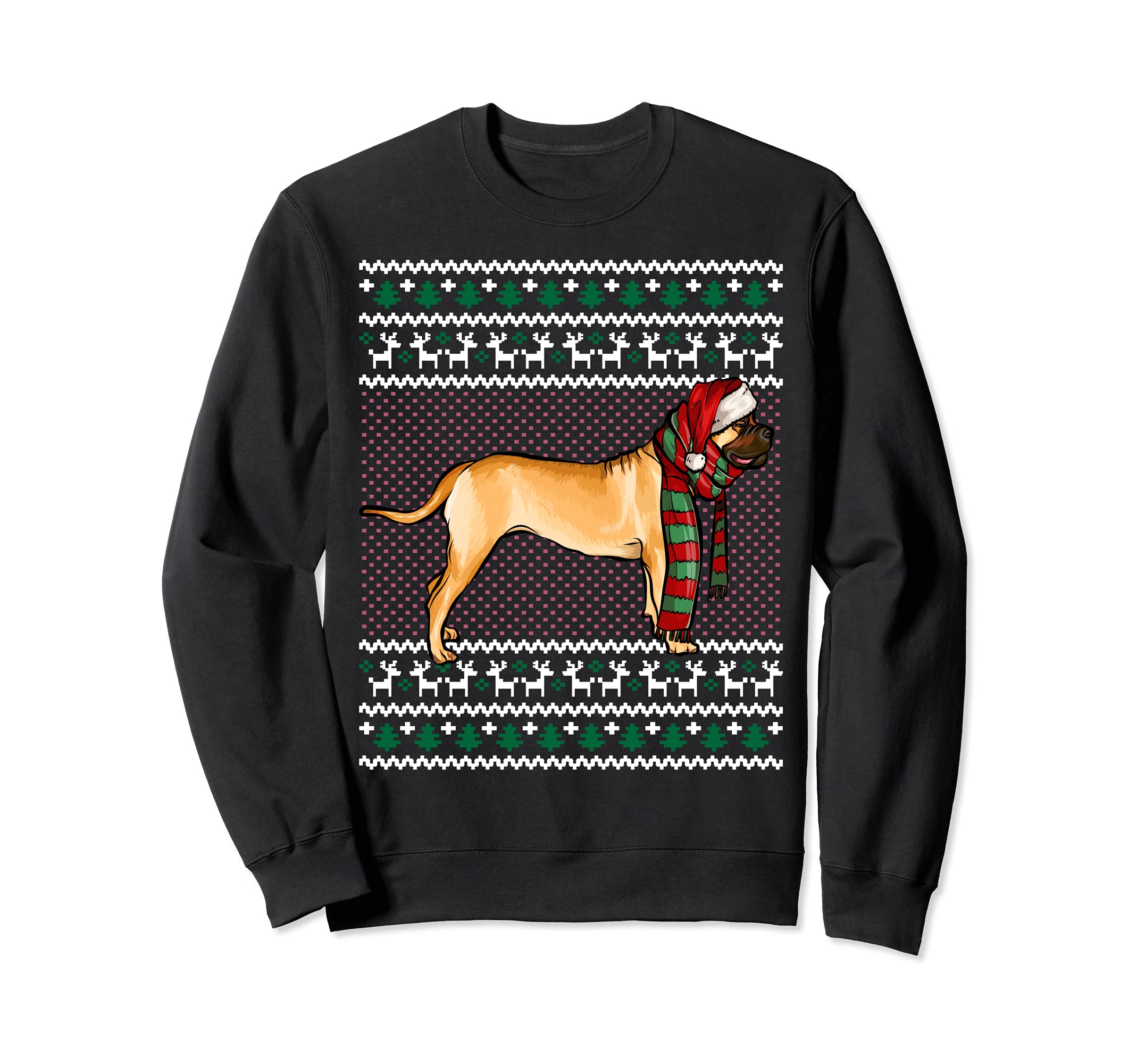 Xmas Bullmastiff Dog Santa Hat Ugly Christmas Sweatshirt