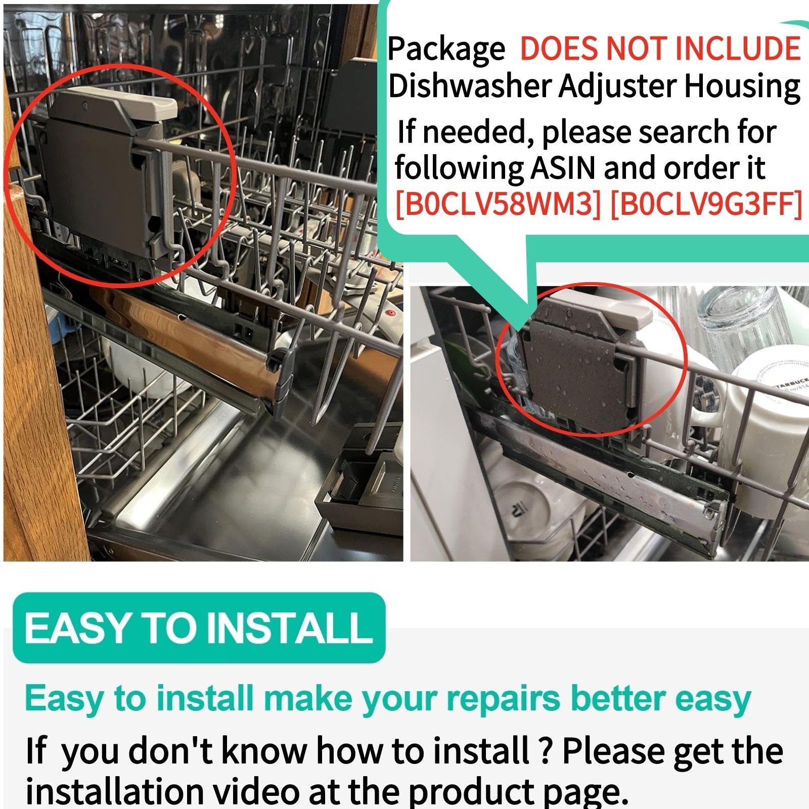 UPGRADED W10350375 Dishwasher Top Rack Adjuster Parts Replacement for Whirlpool Dishwasher Parts WDT730PAHZ0 WDT750SAHZ0 WDTA50SAHZ0 WDT970SAHZ0 Upper Rack Parts,Fits Kenmore Dishwasher Top Rack Parts