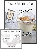Pack of 25 Clear Plastic Parfait Cup 9 oz with Insert and Dome Lid
