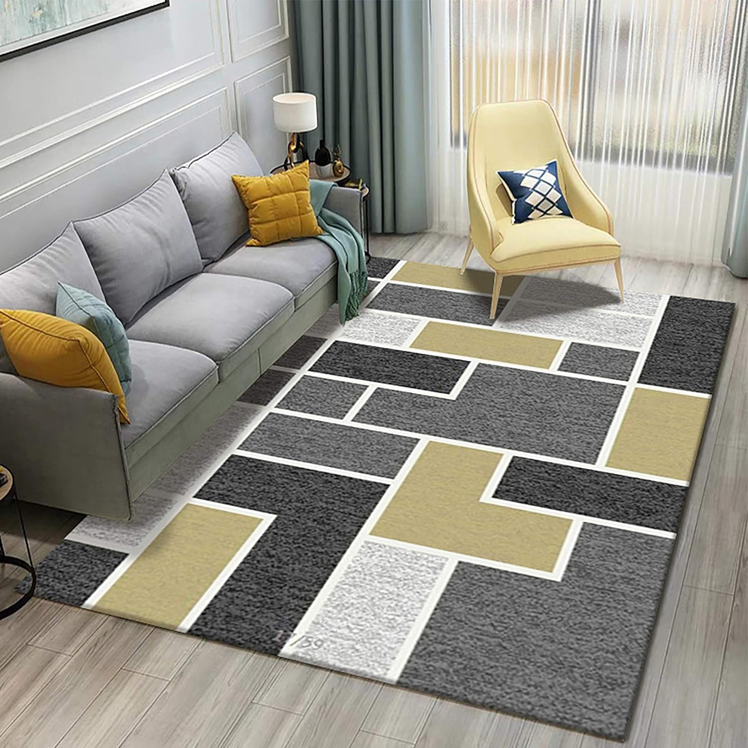 Haoye Bedside Area Rug 160x170cm, No Fading with NonSlip Rubber