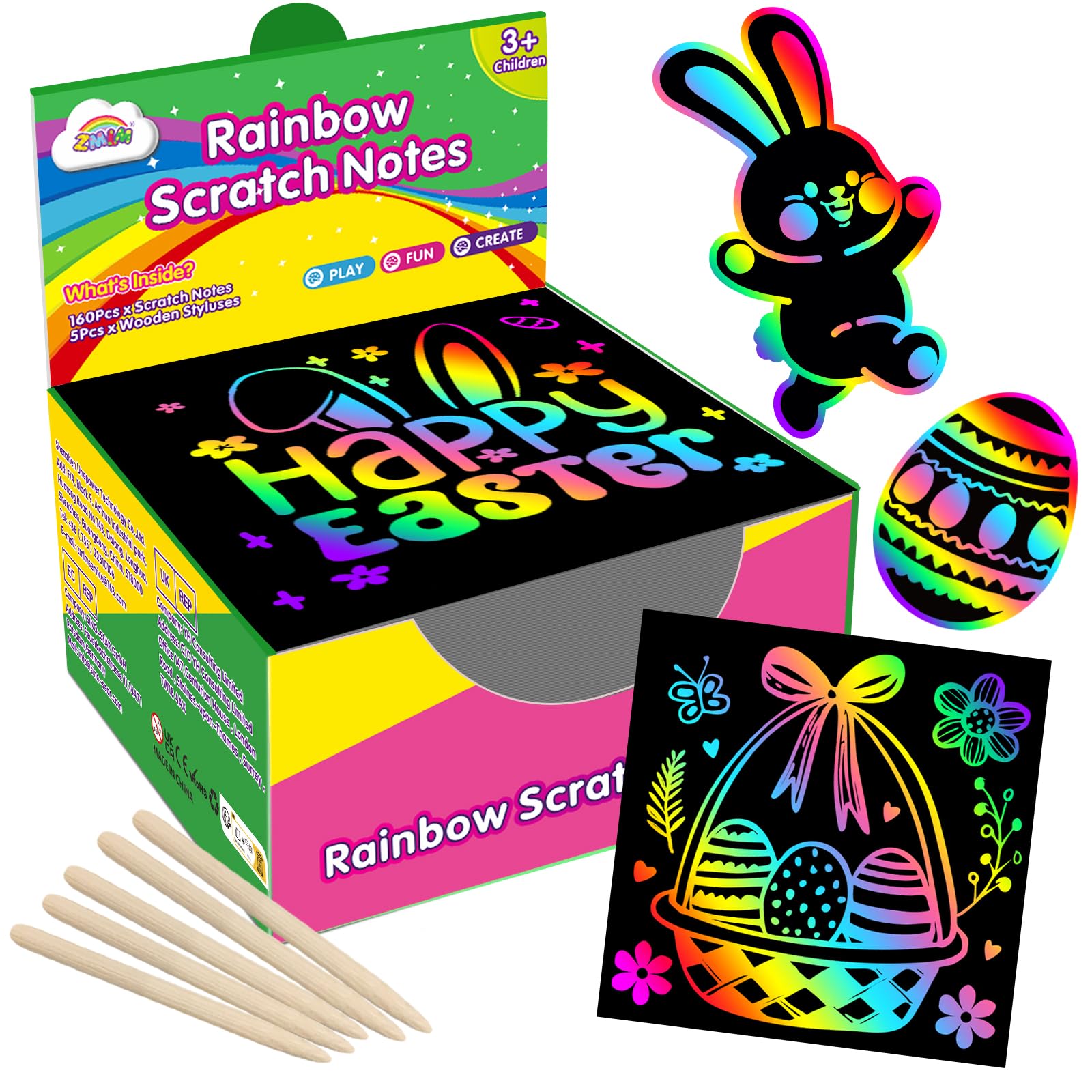 ZMLM Scratch Art for kids - 165 Magic Note Pads Cards Sheets, Scratch Art Notes, Rainbow Scratch Paper, Black Crafts Arts, Classroom Prizes,Birthday Gifts Girls Boys (multicoloured)