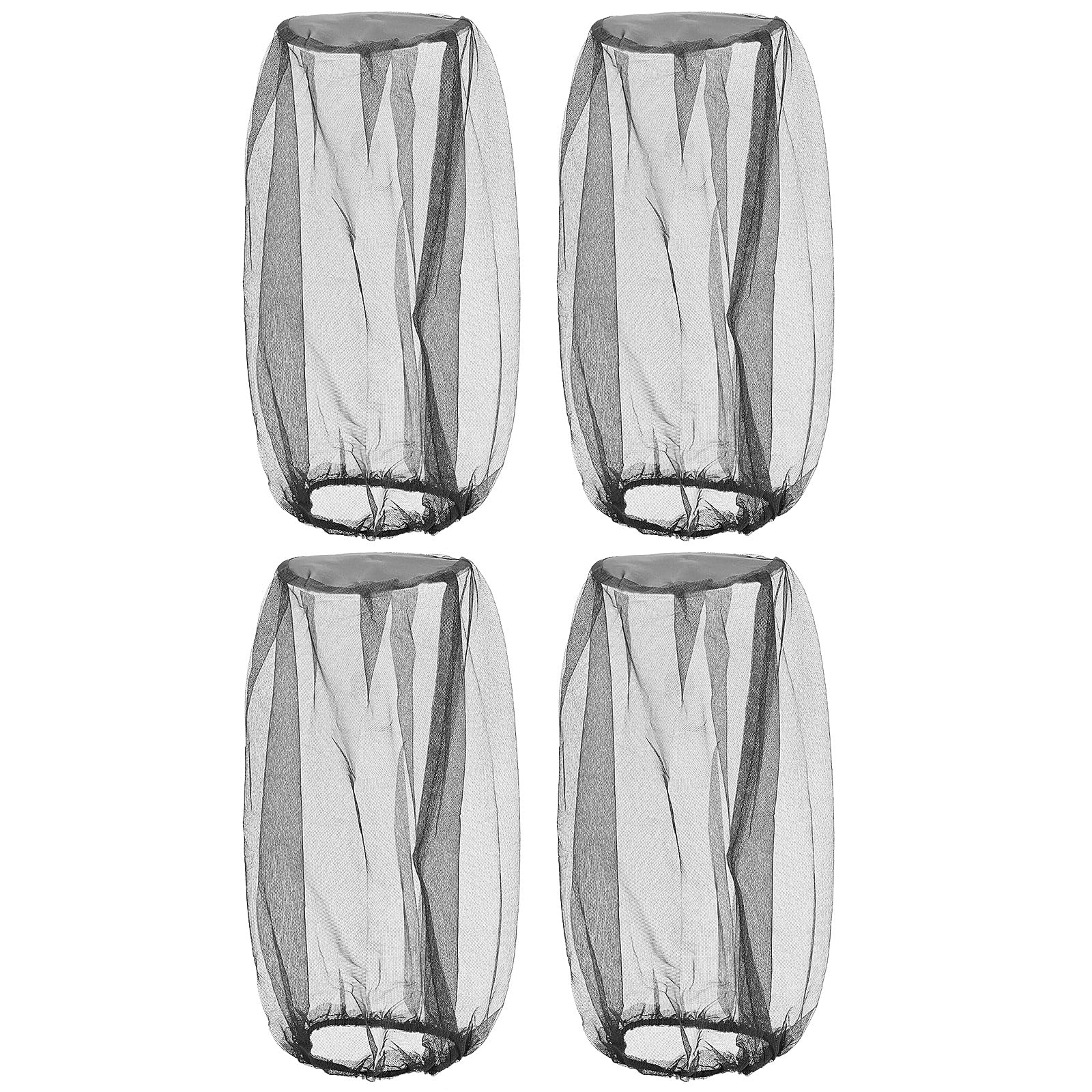 4PCS Mosquito Head Net, Extra Fine Holes Face Mesh Mosquito Net Hat, Midge Head Net for Gardening Hiking (Black)