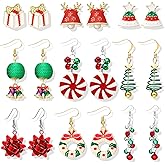 Christmas Earrings for Women Holiday Gift Stocking Stuffers Christmas Dress for Women Snowflake Santa Candy Cane Earrings Bulk Cute Xmas Party Jewelry Gifts