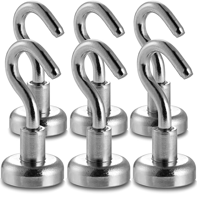 [6 Hooks, PEMOTech 20LB Extra Strong Neodymium