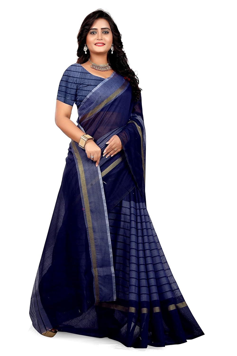 navya fashion women's poly cotton sarees (nav400_multi-coloured_free size)