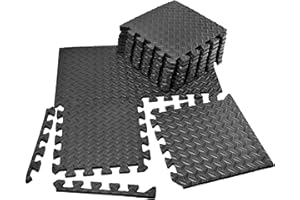 VViViD Interlocking EVA Foam Floor Mat Tile Pack (12 Tiles, 12 sq ft) Black, Non-Slip, Sound Dampening