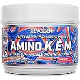 Evogen Amino K.E.M. - EAA & BCAA Powder Pump Volumizer | BCAAs Amino Acids Supplement for Blood Flow, Muscle Growth, & Hydration | Sour Candy | 30 Servings