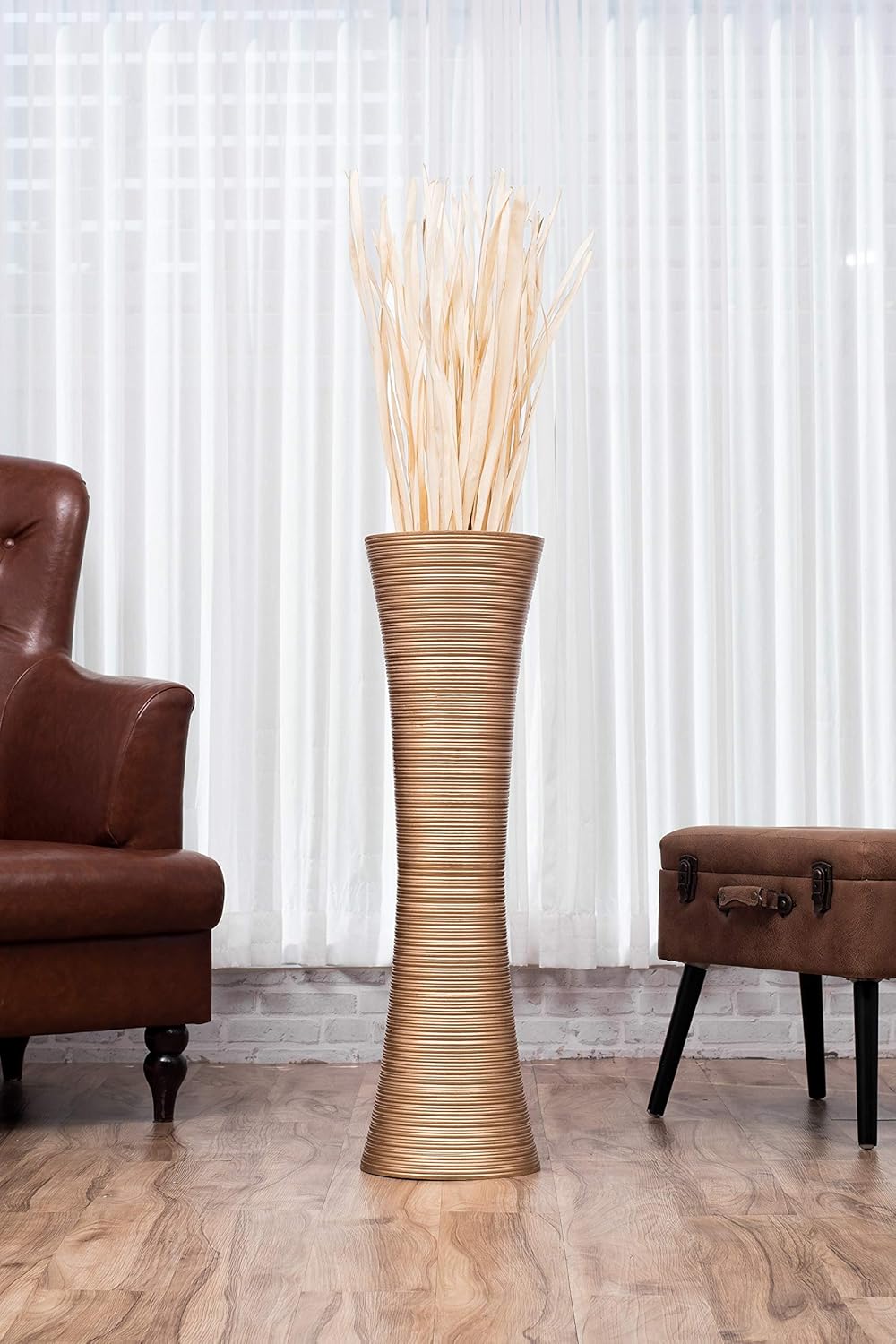 Leewadee Tall Big Floor Standing Vase For Home Decor brown