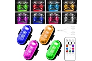 FURLERKAM Wireless LED Lights for Car, Wireless Rock Lights with 8 Colors 10 Modes,Led Strobe Warning Light, Motorcycles, Boats, Camping, Bikes, Drones，Design in USA (4pcs Black)