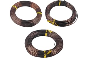 AUXBC Bonsai Training Wire Kit 3 Sizes, 1.0mm/1.5mm/2.0mm Anodized Aluminum Bonsai Wire, Antique Bronze Aluminum Wire Set for Bonsai Trees Shaping and Training(100g Each Size)