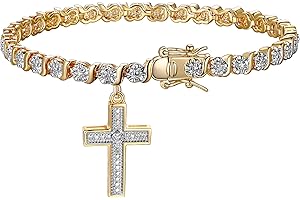 MORGAN & PAIGE Bronze Rhodium, 14k Rose Gold or 18k Yellow Gold Plated Diamond Accent Tennis Bracelets for Women Trendy - Charm Womens Bracelets with Accent S-Link Chain, Gift Jewelry 7.25 inch