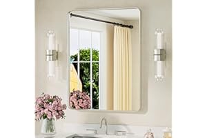 TETOTE Brushed Nickel Mirror 24 x 32 Inch Brushed Nickel Metal Framed Bathroom Mirror, Tempered Glass, Modern Farmhouse Wall Mounted Mirror for Decorative(Horizontal/Vertical)