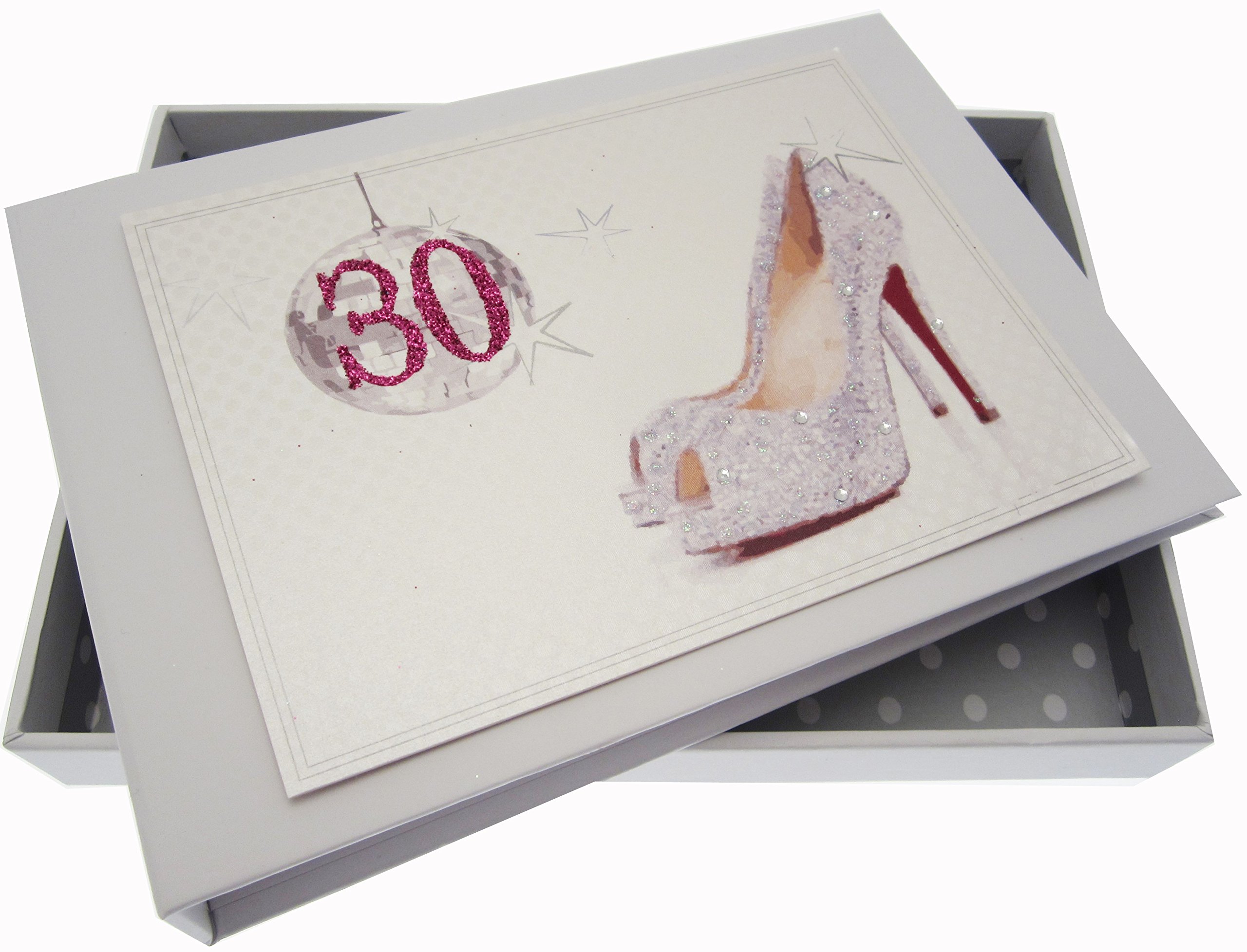 White Cotton Cards 30th Birthday Tiny Album Glitter Ball and Shoes