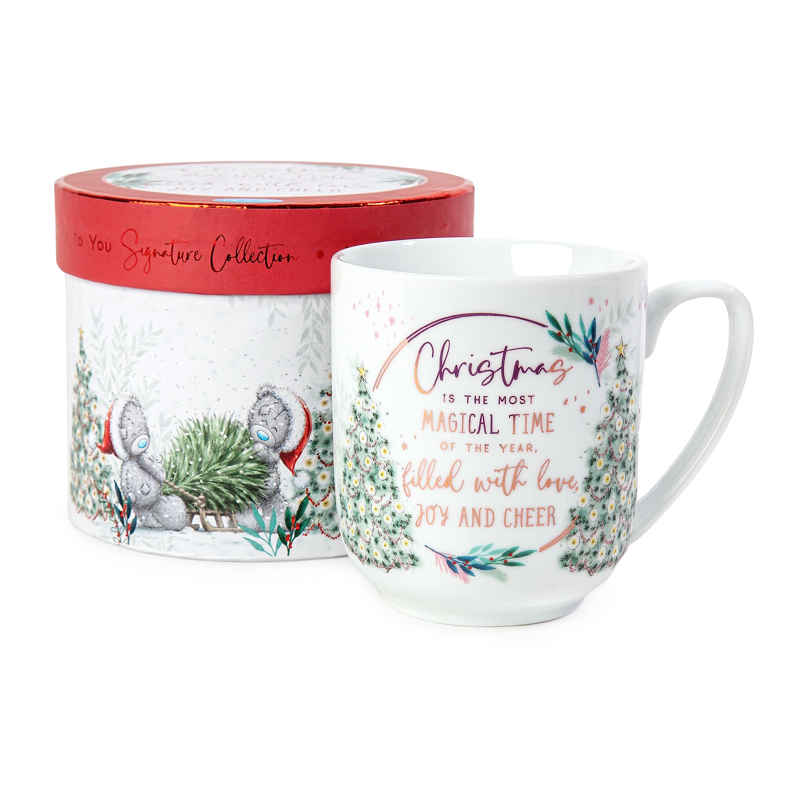 Me to You Tatty Teddy Christmas Mug in a Gift Box - Official Signature Collection, White, Red, Grey