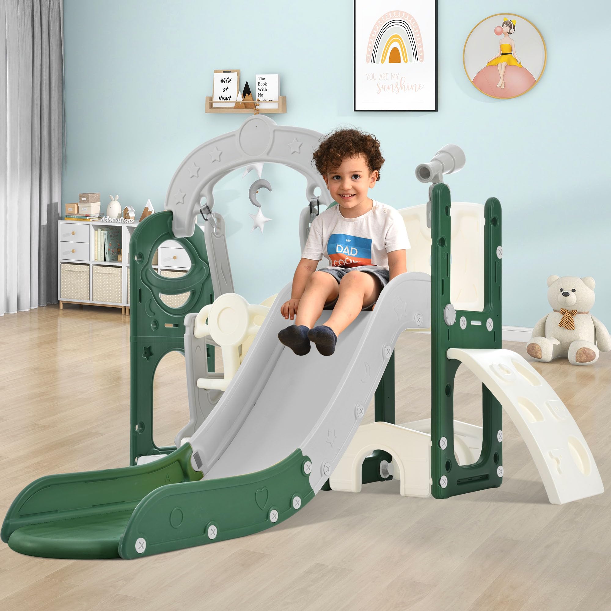 Virubi 6 in 1 Toddler Slide with Swing